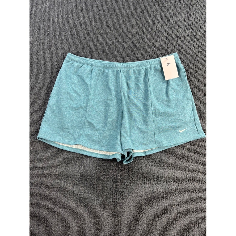 Nike Womens Mid Rise Slim Fit 4 Inch French Terry Shorts Teal XL HF6940-006
